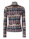 Missoni Slim Fit High-neck Sweater In Embroidered Lace In Multi