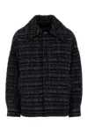 Missoni Textured Fabric Collared Long Sleeve Overshirt In Green