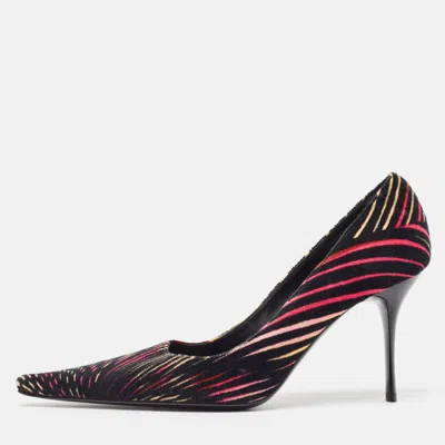 Pre-owned Missoni Multicolor Velvet Suede Pointed Toe Pumps Size 37