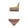 Missoni One-shoulder Bikini In Lame Viscose With Macro Zigzag Pattern In Multi