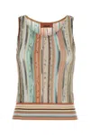 Missoni Striped Sleeveless Knit Tank Top In Multiorangskygreyt