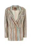 Missoni Striped Double-breasted Blazer Jacket In Multiorangskygreyt