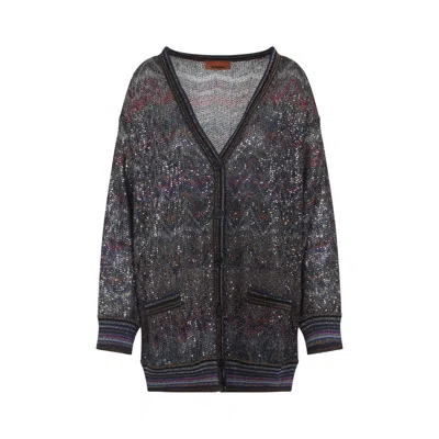 Missoni Oversized V-neck Cardigan With Zigzag Pattern In Multi