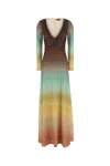 Missoni Plunging Metallic Ombre Knit Long-sleeve Maxi Dress