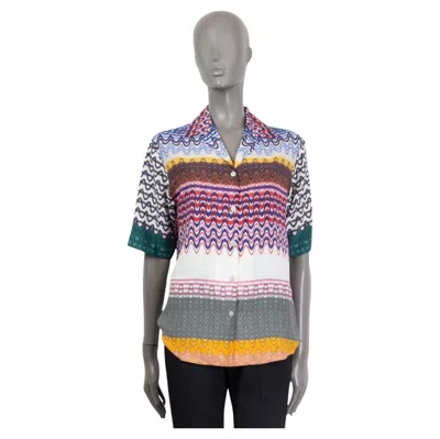 Pre-owned Missoni Multicolor Viscose Wavy Zigzag Short Sleeve Button Up Shirt Xs In Gray