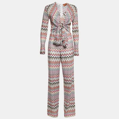Pre-owned Missoni Multicolor Wave Patterned Lurex Knit Jumpsuit S