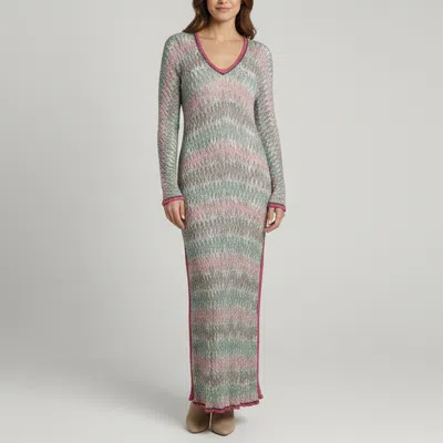 Pre-owned Missoni Multicolor Wave Printed Knit Maxi Dress M