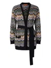 Missoni Relaxed Fit Cardigan With Belt And Chevron Pattern In Multi