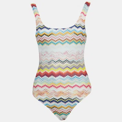 Pre-owned Missoni Multicolor Zig Zag Jersey Knit One Piece Swimsuit S