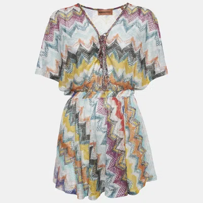 Pre-owned Missoni Multicolor Zig Zag Knit Crisscross Detail Cover -up Dress S