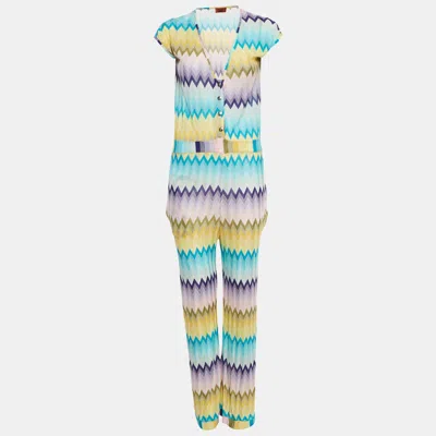 Pre-owned Missoni Multicolor Zig Zag Knit Jumpsuit M