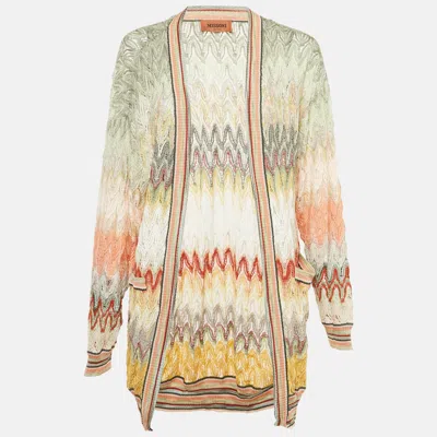 Pre-owned Missoni Multicolor Zig Zag Knit Open Front Cardigan S