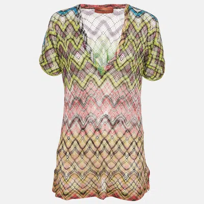 Pre-owned Missoni Multicolor Zig Zag Lurex Knit Cover Up Dress S