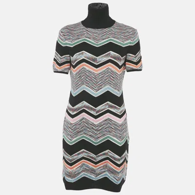 Pre-owned Missoni Multicolor Zig Zag Patterned Knit Mini Dress L