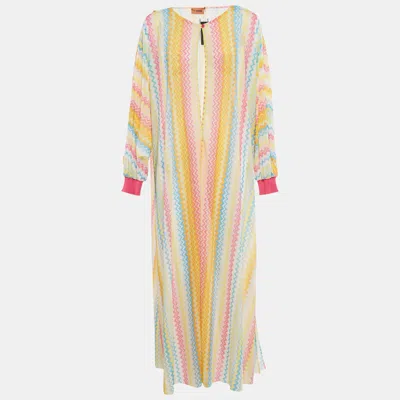 Pre-owned Missoni Multicolor Zig-zag Print Mesh Cover-up Dress M