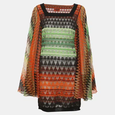 Pre-owned Missoni Multicolor Zig Zag Printed Knit Tunic Dress M