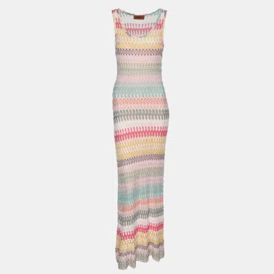 Pre-owned Missoni Multicolor Zig Zag Rib Knit Maxi Dress M