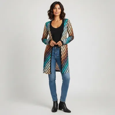 Pre-owned Missoni Multicolor Zigzag Knit Long Sleeve Cardigan Xs