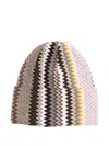 Missoni Multicolor Beanie With Zigzag Motif In Wool Blend Woman In Multi