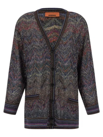 MISSONI MULTICOLOR ZIGZAG PATTERN CARDIGAN
