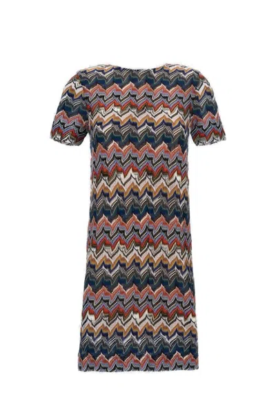 Missoni Short Dress With Half Sleeves In Embroidered Lace In Multi