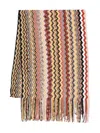Missoni Zig-zag Wool Fringed Scarf Accessories In Brown