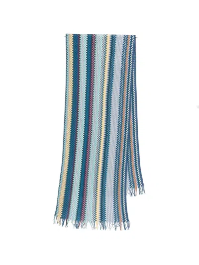 Missoni Multicolored Chevron Scarf In Blue