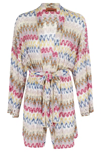 Missoni Multicolored Crochet V-neck Cover-up In White