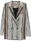 Missoni Multicolored Striped Double-breasted Lamé Blazer In Green