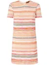 Missoni Short-sleeved Mini Dress With Lamé Zigzag Greek Key In Multi