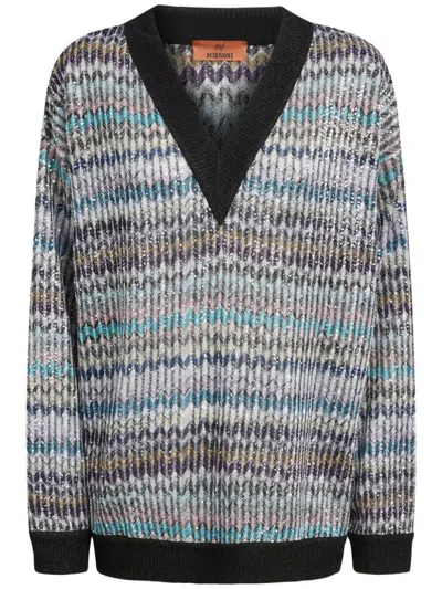 MISSONI MULTICOLORED V-NECK SWEATER