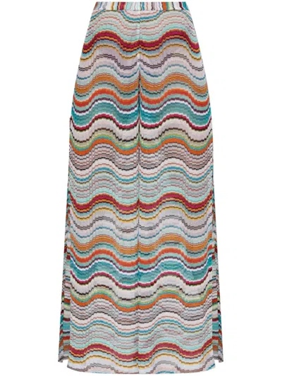 MISSONI MISSONI MULTICOLORED WAVE PATTERN PANTS