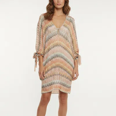 Pre-owned Missoni Multicolour Chevron Knit V-neck Sheer Cover-up M In Multicolor