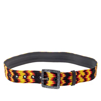 Pre-owned Missoni Multicolour Fabric And Leather Buckle Belt 75 Cm In Multicolor