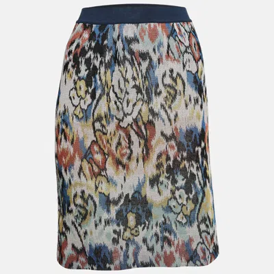 Pre-owned Missoni Multicolour Floral Pattern Knitted Pencil Skirt S