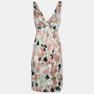 Missoni Multicolour Floral Print Jersey Plunge Neck Midi Dress