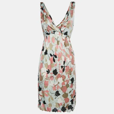 Pre-owned Missoni Multicolour Floral Print Jersey Plunge Neck Midi Dress S