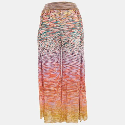 Missoni Multicolour Knit Metallic Trim Wide Leg Skirt Detail Pants In Black