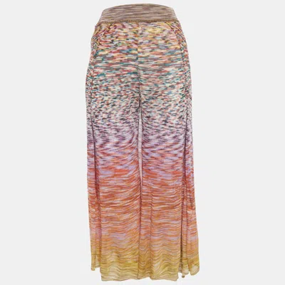 Pre-owned Missoni Multicolour Knit Metallic Trim Wide Leg Skirt Detail Pants Xs