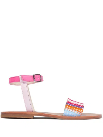 Missoni Kids' Patterned-knit Flat Sandals In Multicoloured