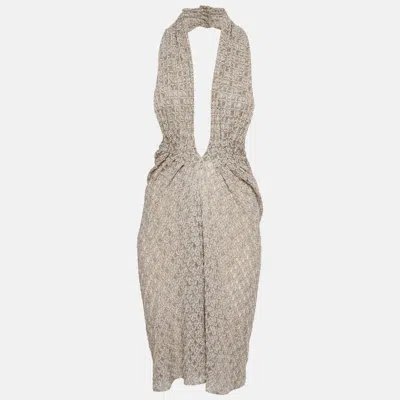Pre-owned Missoni Multicolour Metallic Lurex Knit Plunge Halter Mini Dress S