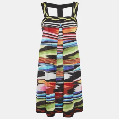 Pre-owned Missoni Multicolour Stripe Knit Strappy Mini Dress S