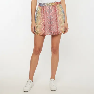 Pre-owned Missoni Multicolour Zig Zag Patterned Knit Sheer Shorts S In Multicolor