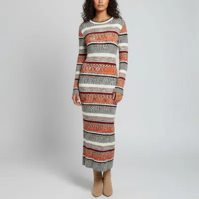 Pre-owned Missoni Multicoloured Striped Wool Blend Knit Maxi Dress M