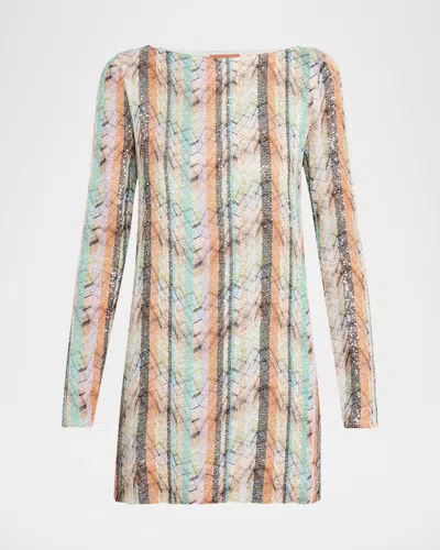 Missoni Multi-technique Long-sleeve Mini Dress