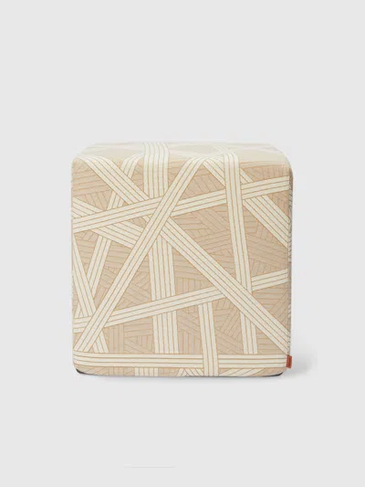 Missoni Nastri 40x40x40 Cm Footstool Cube With Contrasting Stitching In Beige