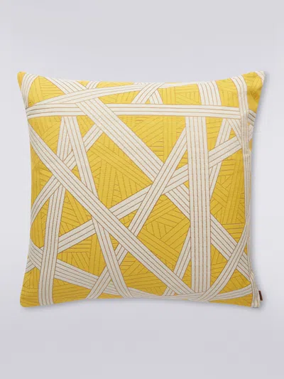 Missoni Nastri Cushion 60x60 Cm With Contrasting Stitching In Yellow