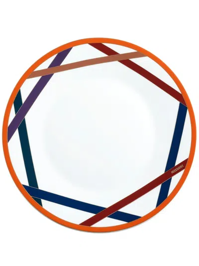 Missoni Nastri Logo-print Plates (set Oof 6) In White