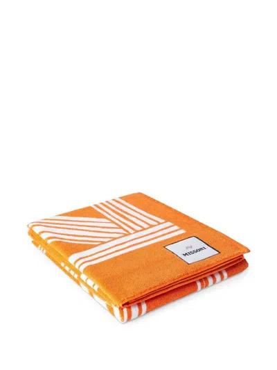 Missoni Nastri Pattern Bath Towel (180cm X 100cm) In Orange