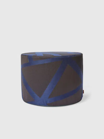 Missoni Nastri Relief 40x30 Cm Cylindrical Pouffe In Blue